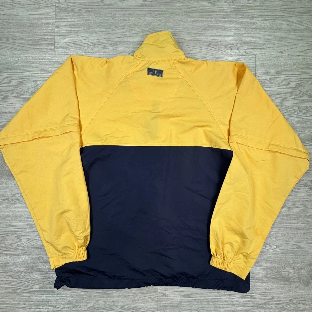 Page & Tuttle Men's Windbreaker Jacket Yellow Navy Small Anorak Pullover Sporty